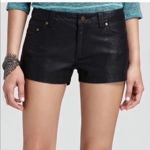 Free People Black Faux Leather Shorts